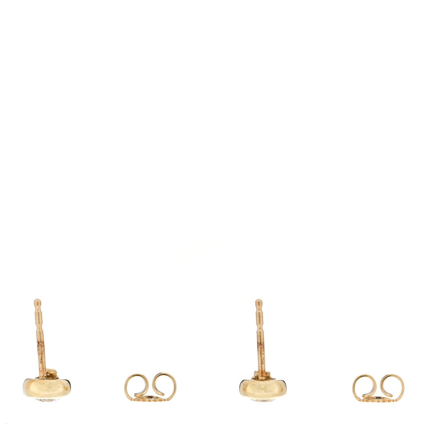 Roberto Coin 18K Yellow Gold Diamond .51ctw Bezel Stud Earrings 3 of 5