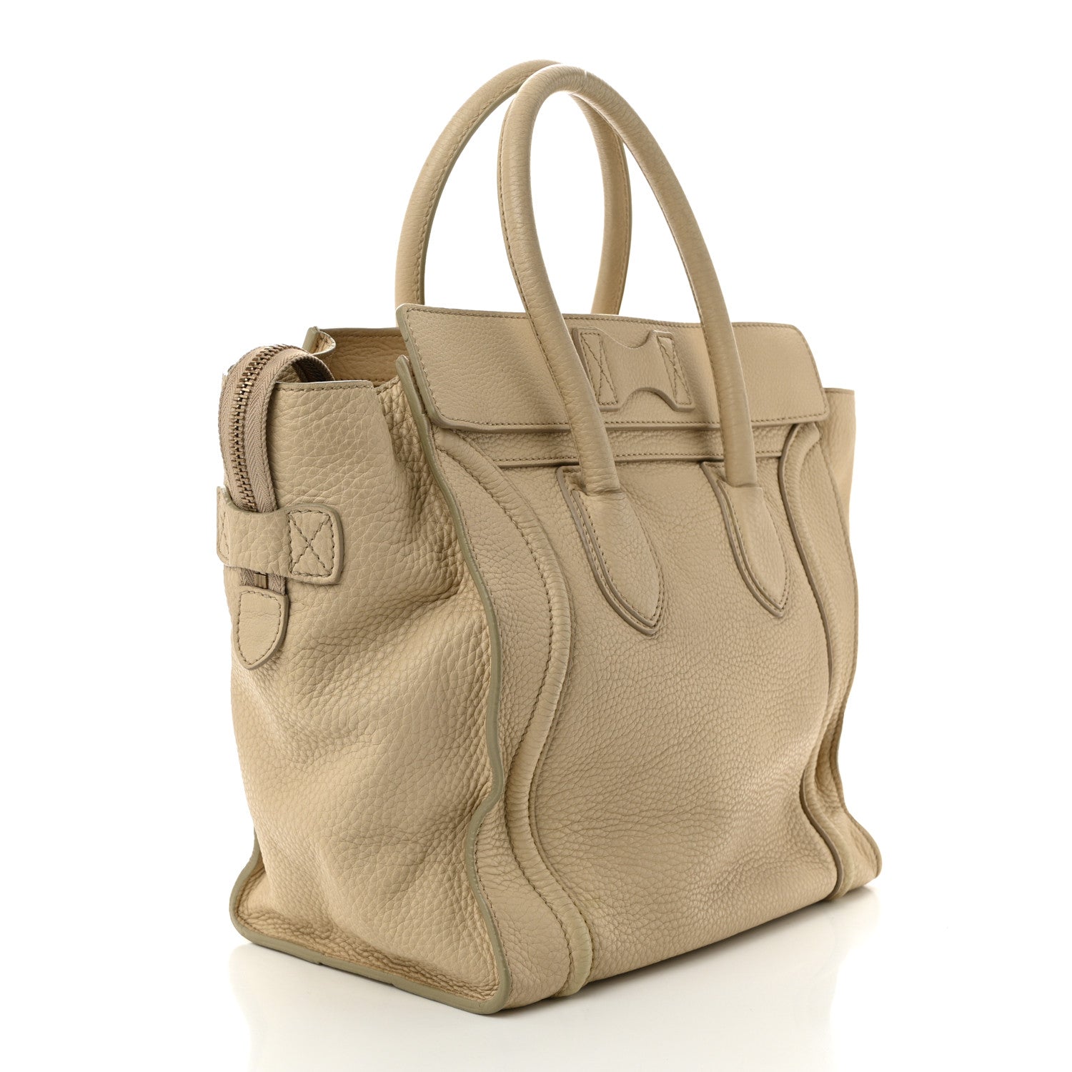 Celine Drummed Calfskin Mini Luggage Dune 3 of 14