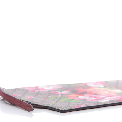 Gucci GG Supreme Monogram Blooms Suede Large Zip Pouch Beige Multicolor Dry Rose 6 of 8