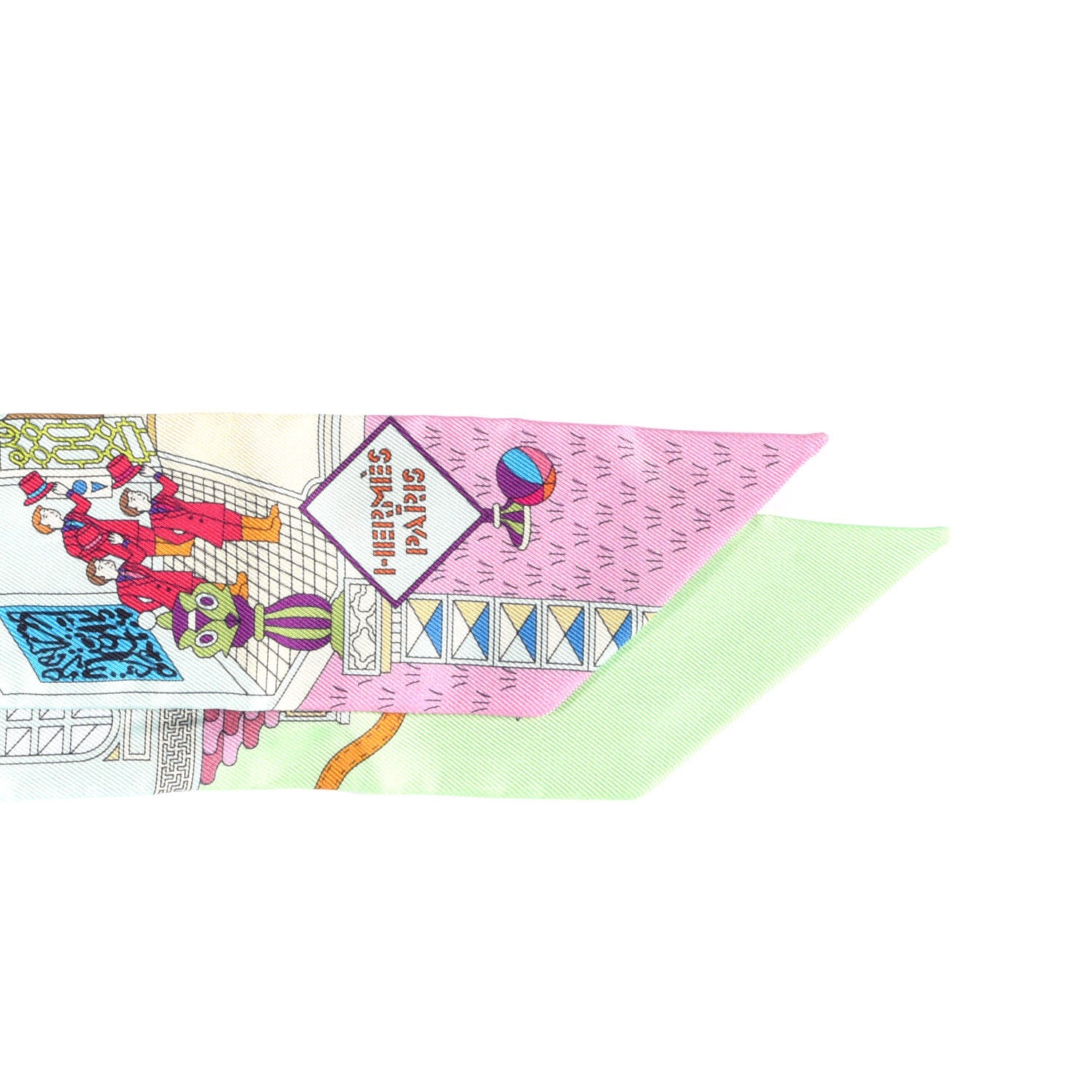 Hermes Silk La Maison des Carres Twilly Aqua Vert D'eau Rose 3 of 4