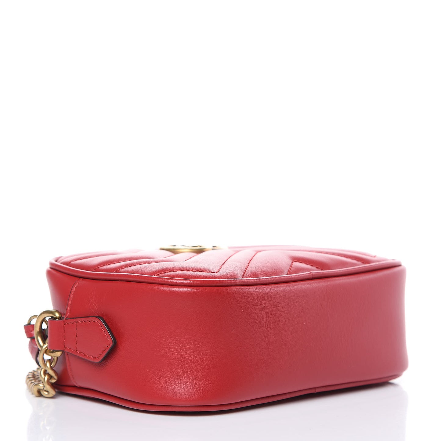Calfskin Matelasse Mini GG Marmont Chain Shoulder Bag Hibiscus Red