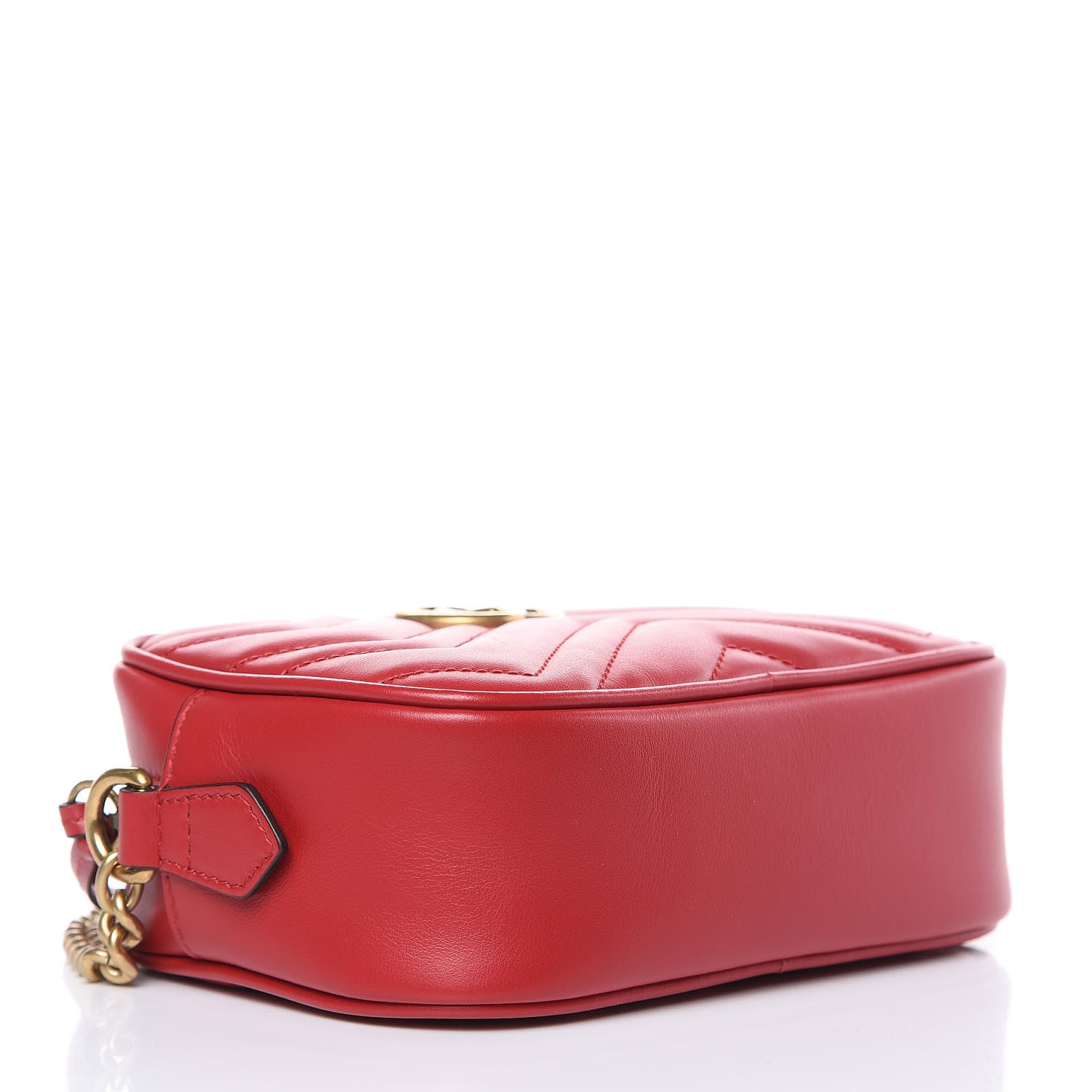 Gucci Calfskin Matelasse Mini GG Marmont Chain Shoulder Bag Hibiscus Red 4 of 11