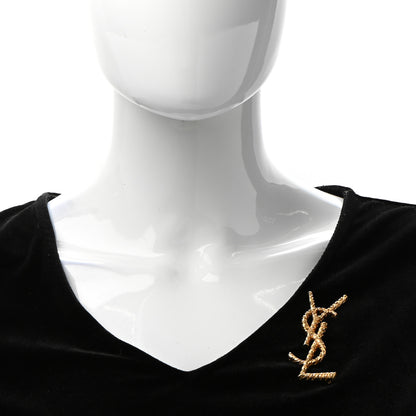 Saint Laurent Brass Cassandre Opyum YSL Twisted Brooch Gold 2 of 5