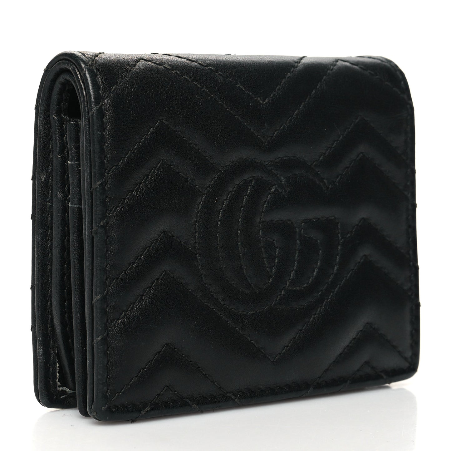 Calfskin Matelasse GG Marmont Card Case Black