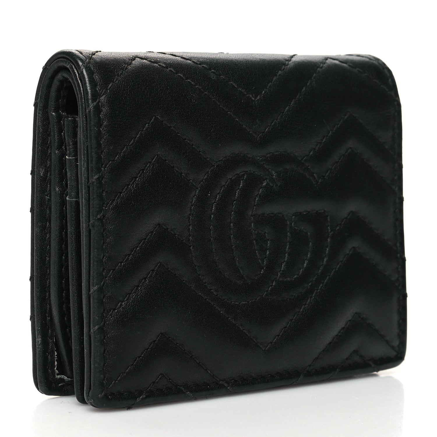 Gucci Calfskin Matelasse GG Marmont Card Case Black 3 of 12