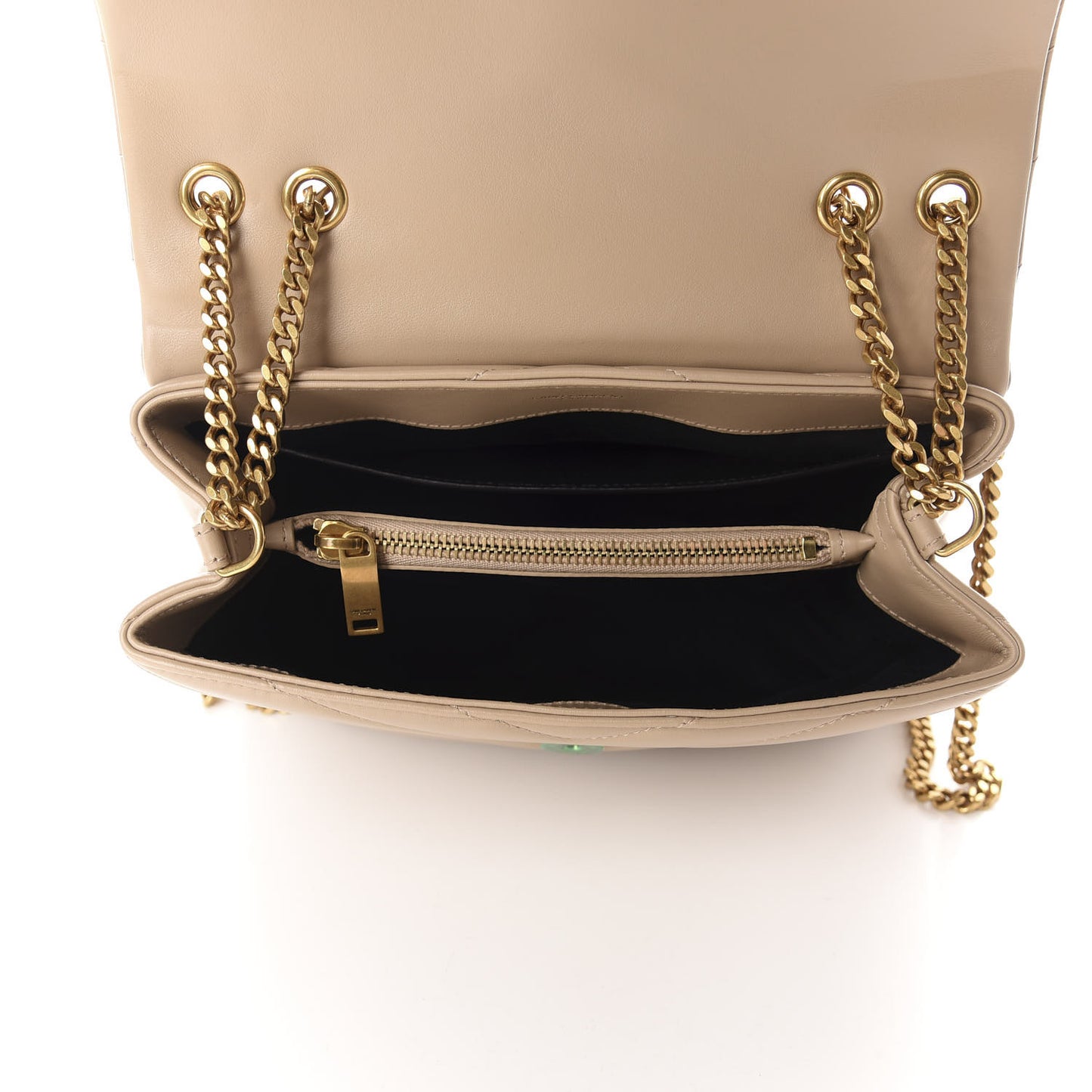 Calfskin Y Quilted Monogram Small Loulou Chain Satchel Dark Beige