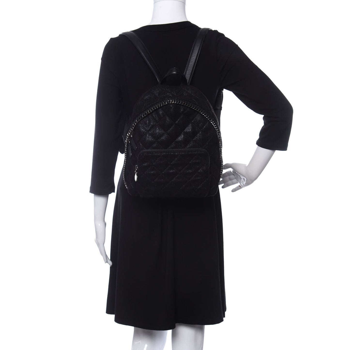 Shaggy Deer Quilted Small Falabella Backpack Black