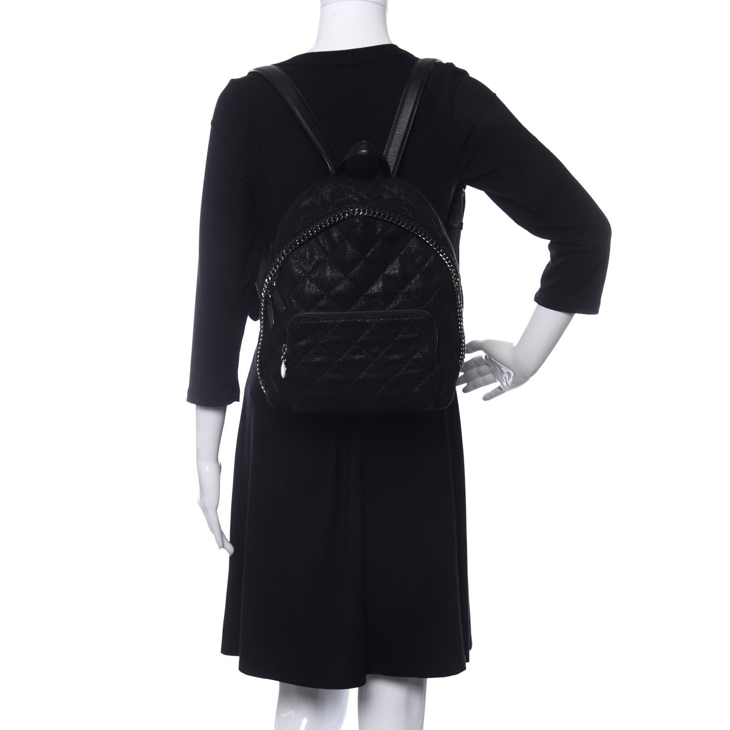Stella McCartney Shaggy Deer Quilted Small Falabella Backpack Black 2 of 8