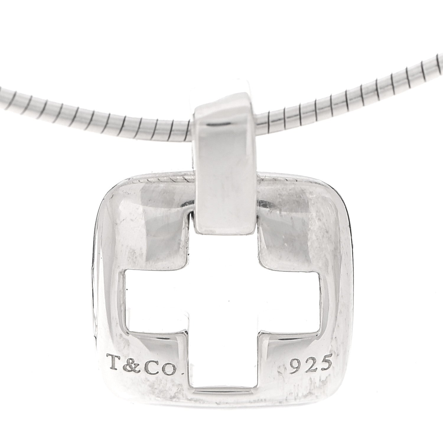 Tiffany Sterling Silver Cross Cutout Pendant Necklace 5 of 6