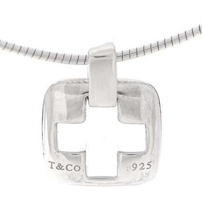 Tiffany Sterling Silver Cross Cutout Pendant Necklace 5 of 6