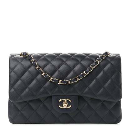 Chanel Caviar Quilted Jumbo Double Flap Navy Blue 1 of 12