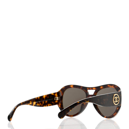 Chanel Acetate CC Pilot Sunglasses 5508 Dark Tortoise 4 of 8