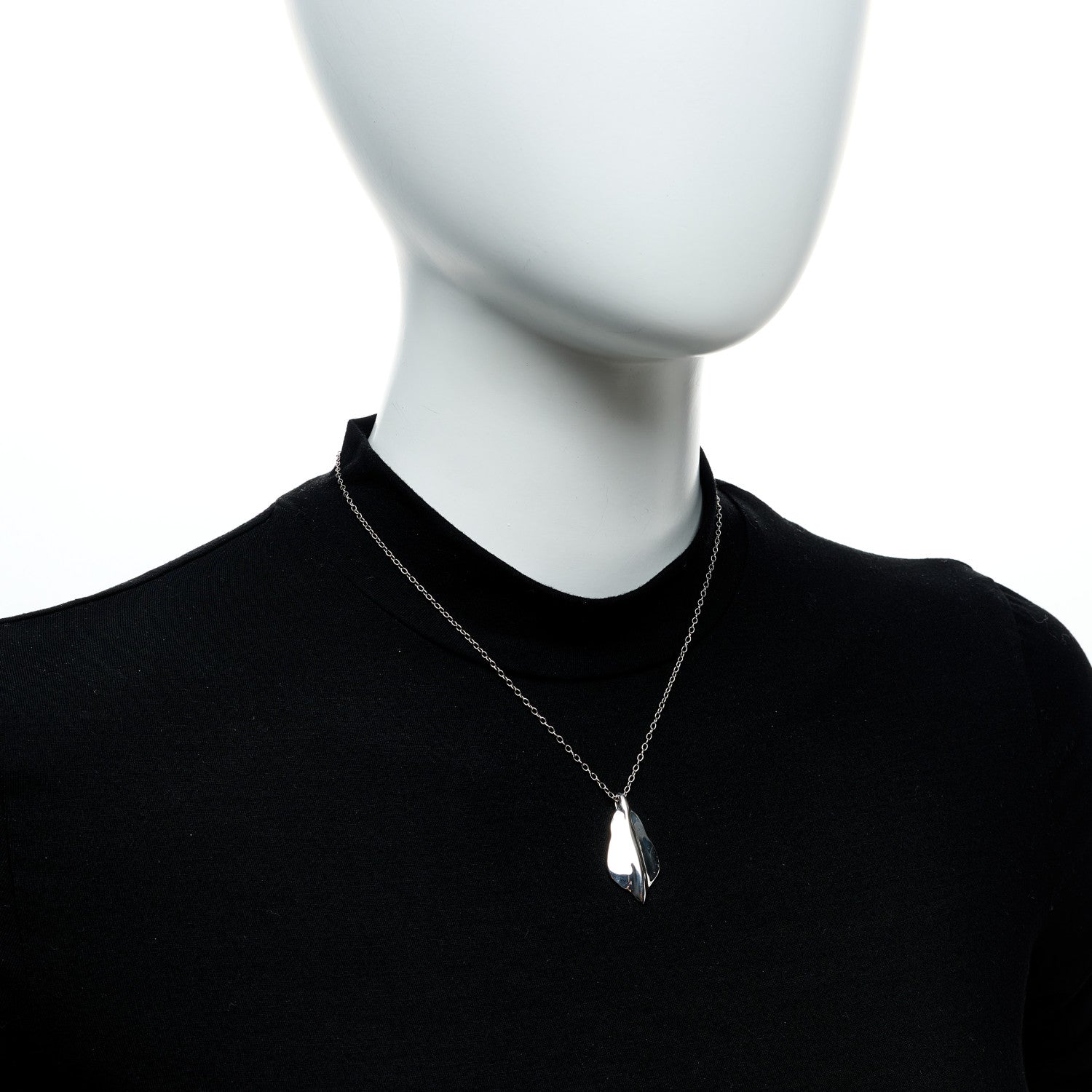 Tiffany Sterling Silver Leaf Pendant Necklace 2 of 6
