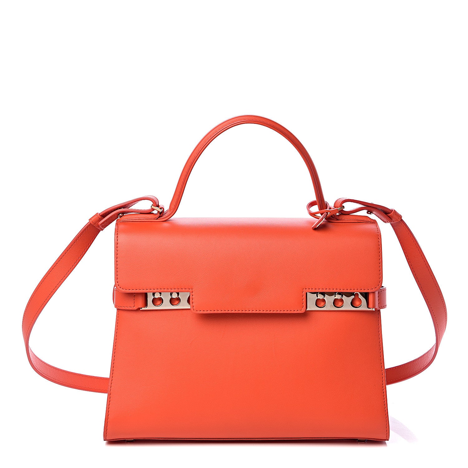 Delvaux Calfskin MM Tempete Satchel Red 1 of 10