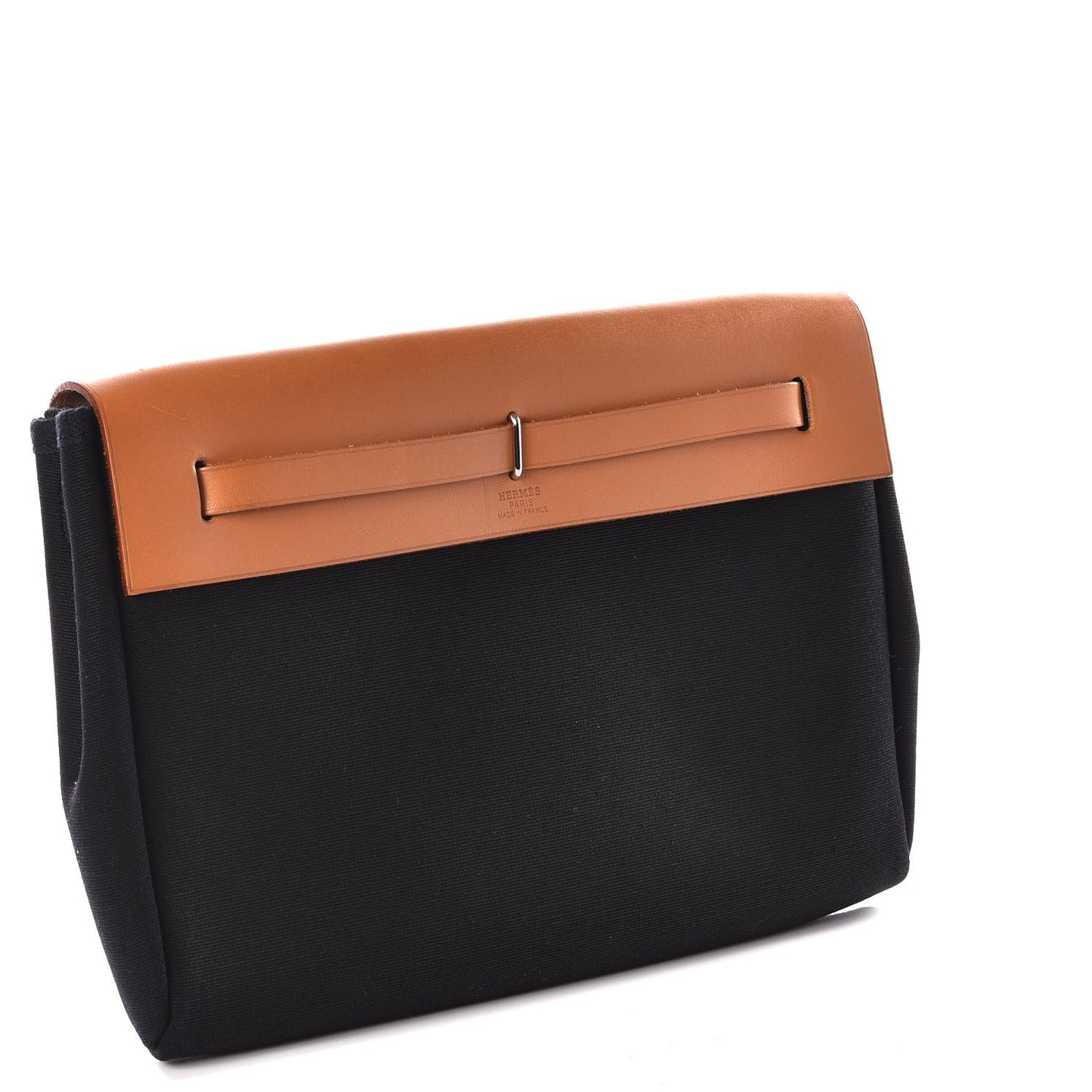Toile Vache Calfskin Herbag Clutch Natural Black