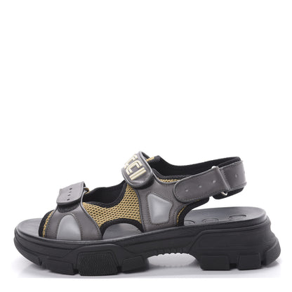 Gucci X SEGA Nappa Mesh Mens Aguru Sandals 9 Loess Black 1 of 6