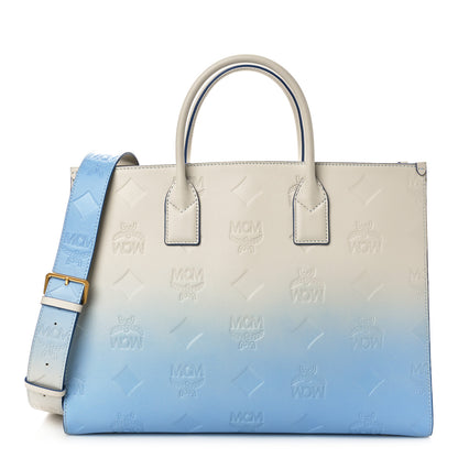 MCM Calfskin Gradation Monogram Large Munchen Tote Blue 1 of 9