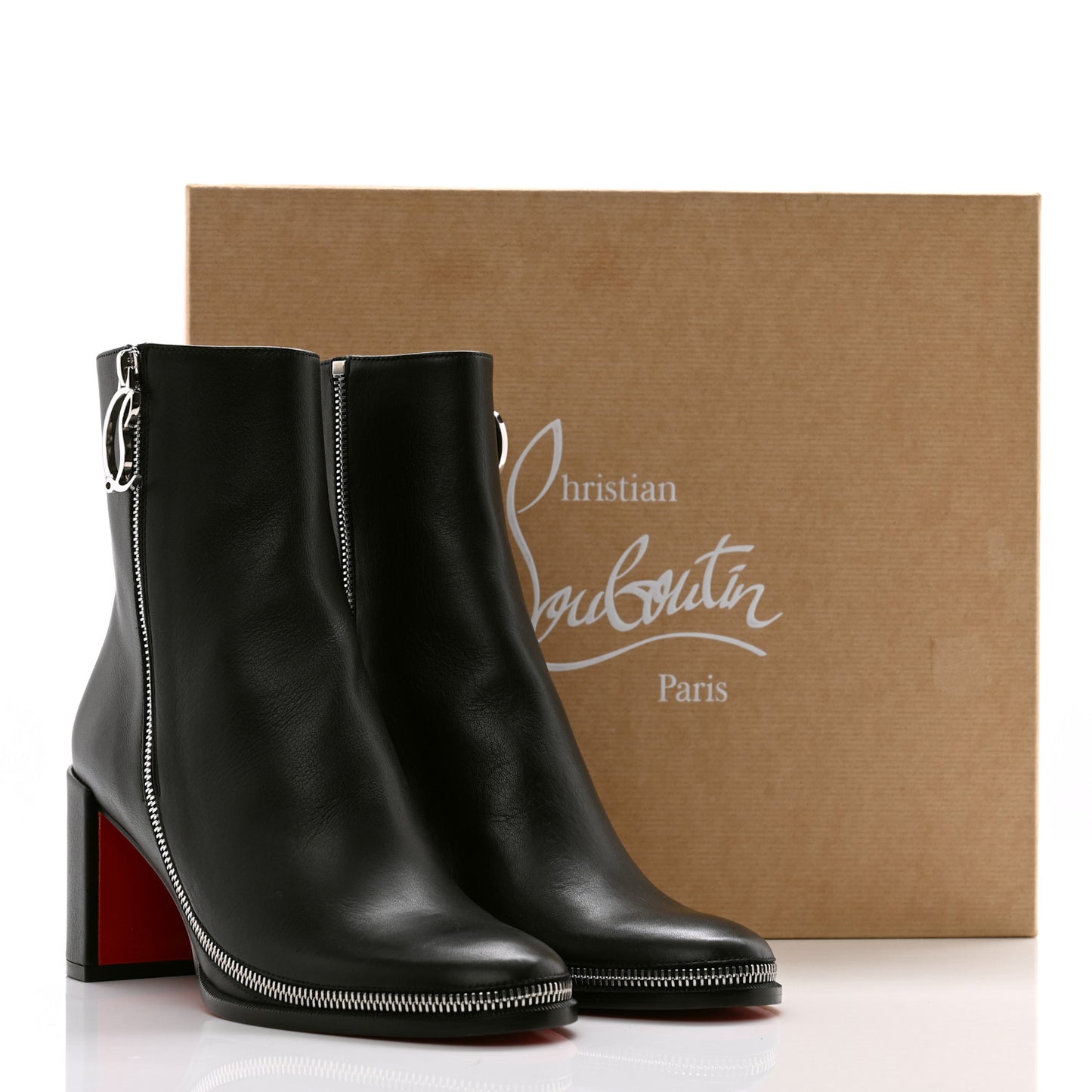 Calfskin CL Zip 70 Ankle Bootie 37 Black