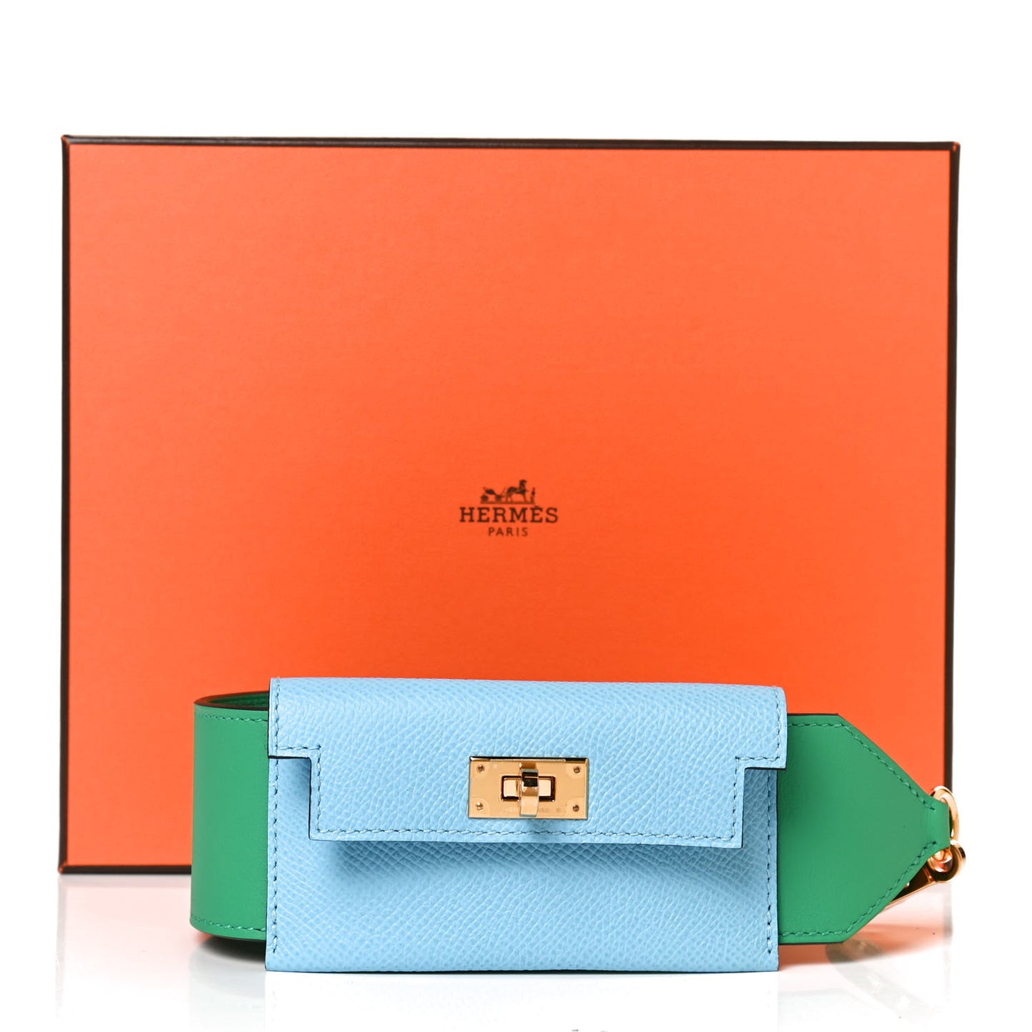 Swift Epsom Pocket Kelly Shoulder Strap Vert Vertigo Celeste