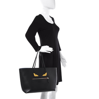 Fendi Vitello Elite Cuoio Monster Buggies Medium Roll Tote Black Multicolor Blue Cobalto 2 of 11