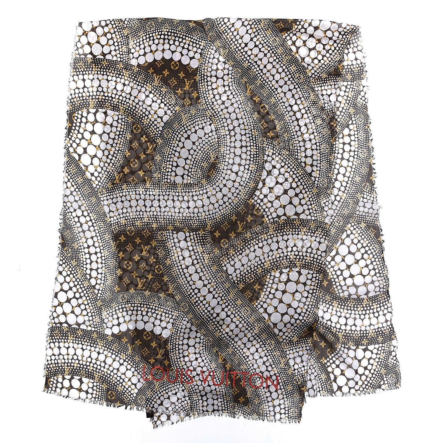 Louis Vuitton Cotton Monogram Kusama Infinity Dots Pareo Scarf White 3 of 6