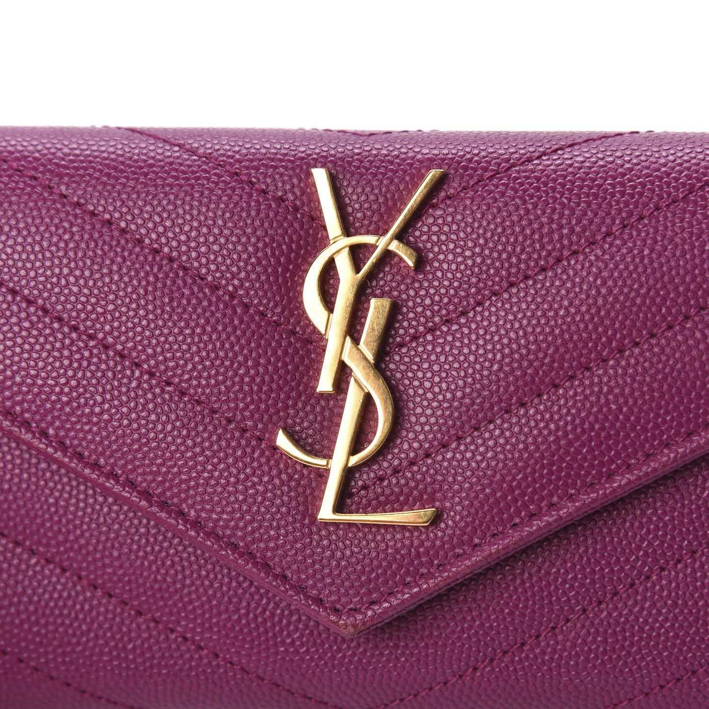Grain De Poudre Matelasse Chevron Small Monogram Envelope Wallet Dark Grape
