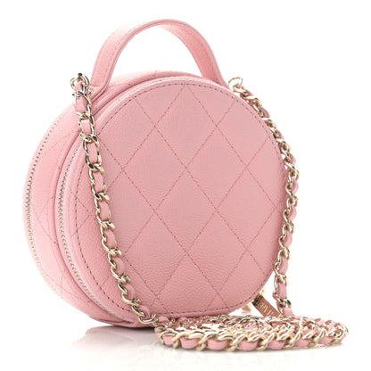 Chanel Caviar Quilted Round Handle With Care Vanity With Chain Pink 3 of 14