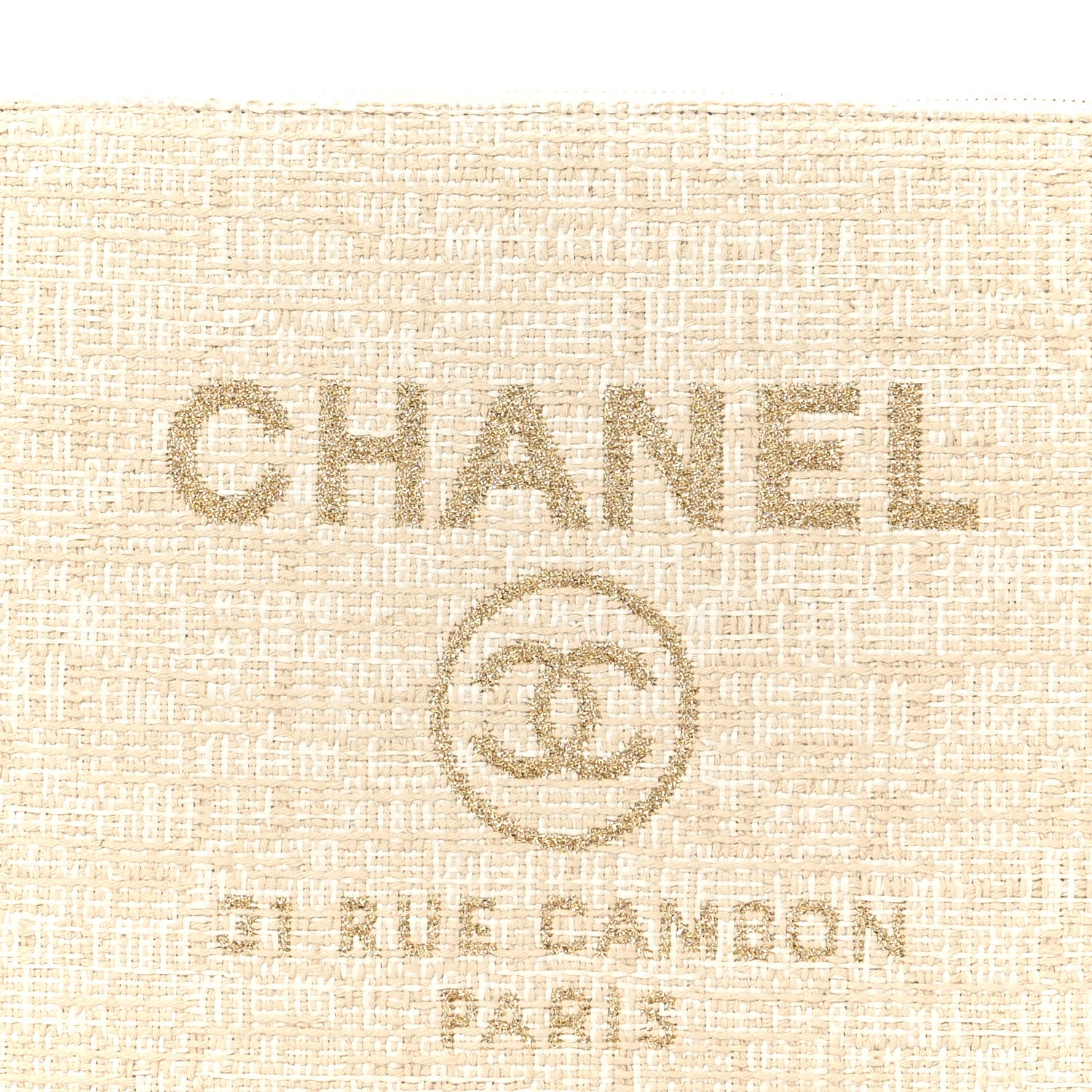 Chanel Canvas Medium Deauville Cosmetic Pouch Light Beige 7 of 8