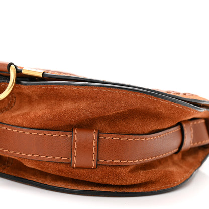Chloe Suede Calfskin Braided Mini Marcie Round Crossbody Bag Caramel 10 of 10