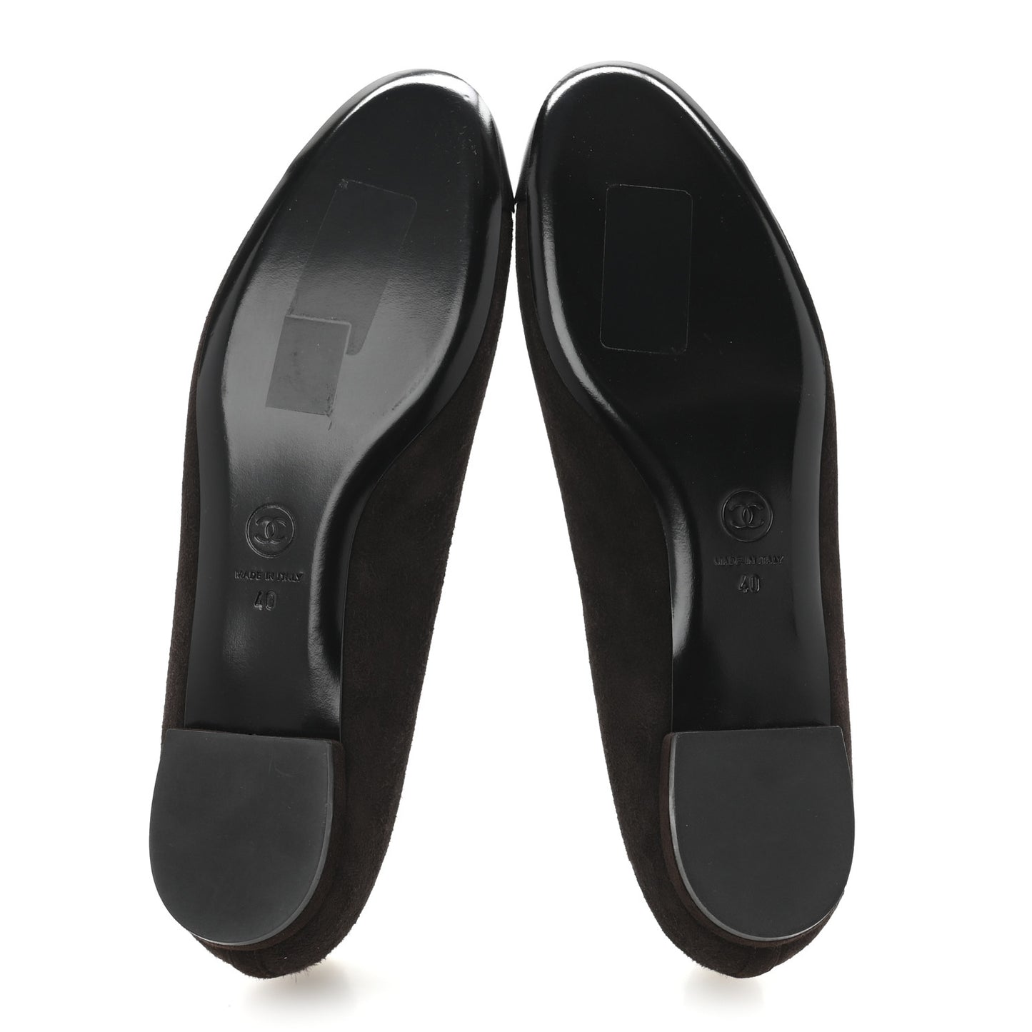 Suede Lambskin CC Cap Toe Stitched Flats 40 Brown