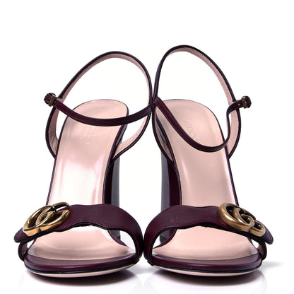 Gucci Lifford Calfskin GG Marmont Ankle Wrap 105mm Sandals 39 Vintage Bordeaux 2 of 6
