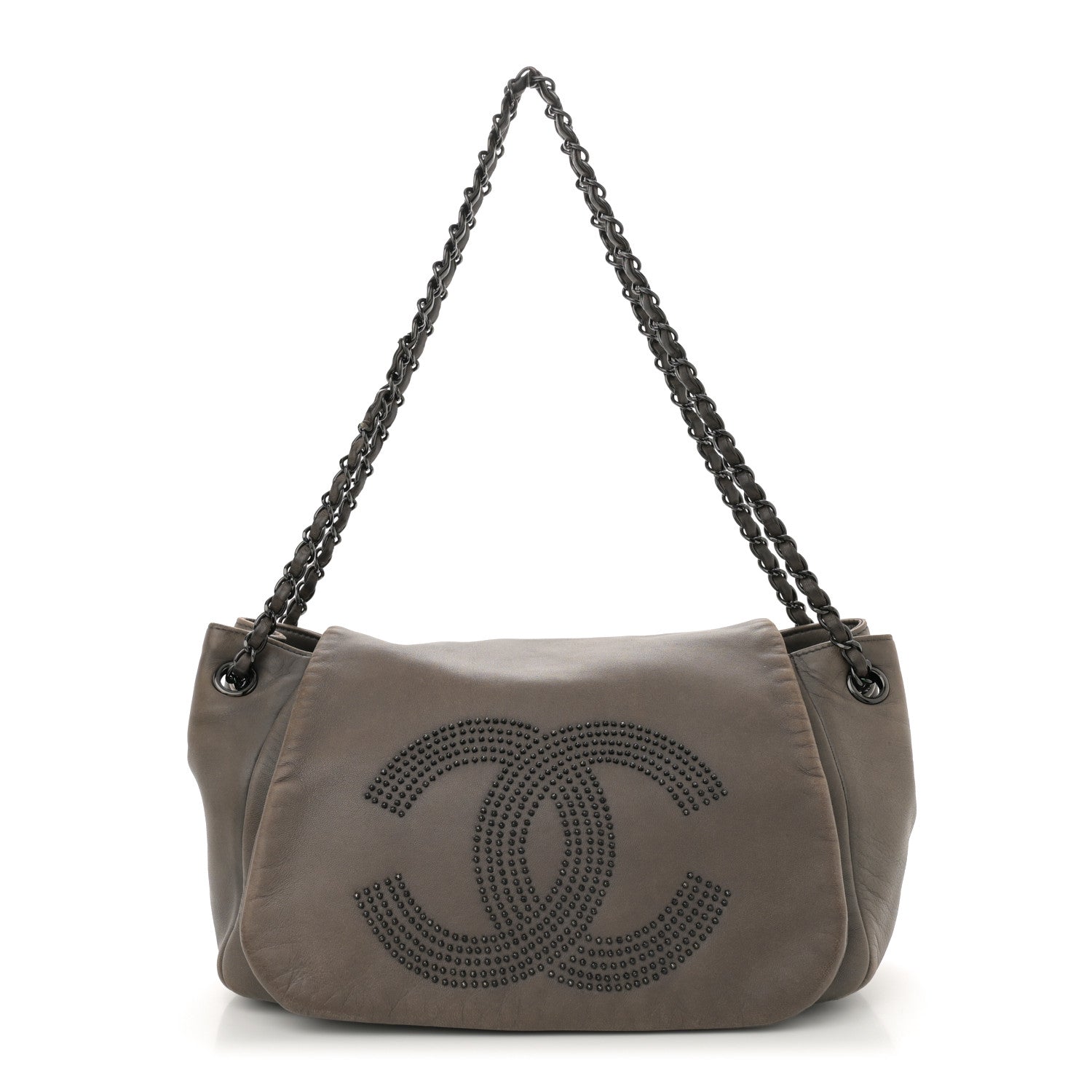 Chanel Lambskin Studded Accordion CC Flap Grey 1 of 11