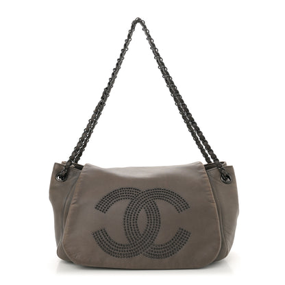 Chanel Lambskin Studded Accordion CC Flap Grey 1 of 11