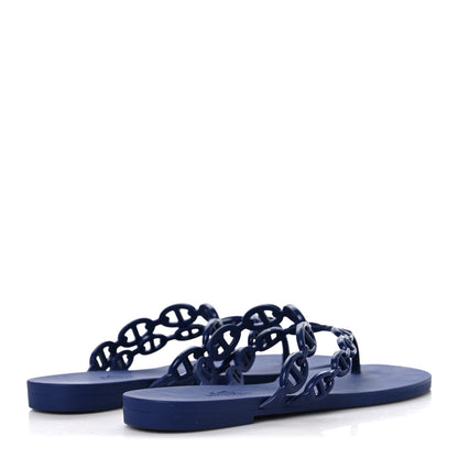 Hermes Rubber Chaine d'Ancre Island Sandals 37 Bleu Smalt 5 of 8