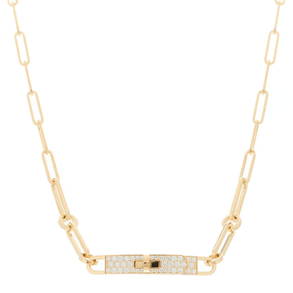 Hermes 18K Yellow Gold Diamond Pave Kelly Chaine Choker Necklace 1 of 5