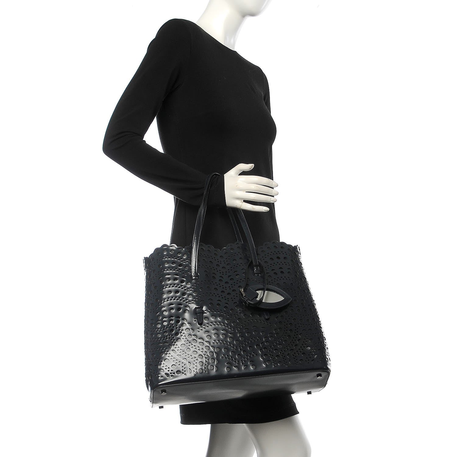 Alaia Calfskin Vienne Wave Mina 32 Bag Nuit Noir 2 of 6