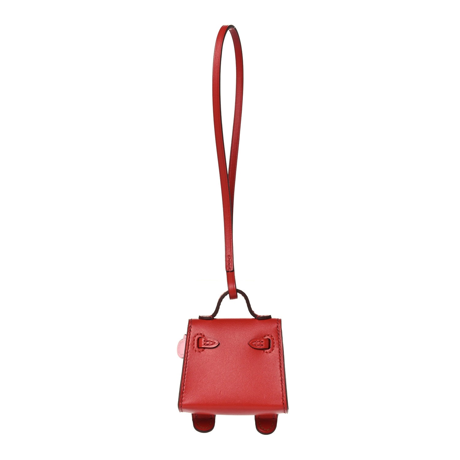 Hermes Tadelakt Chevre Mysore Kelly Quelle Idole Bag Charm Rose Sakura Sanguine Nata Sesame 3 of 4