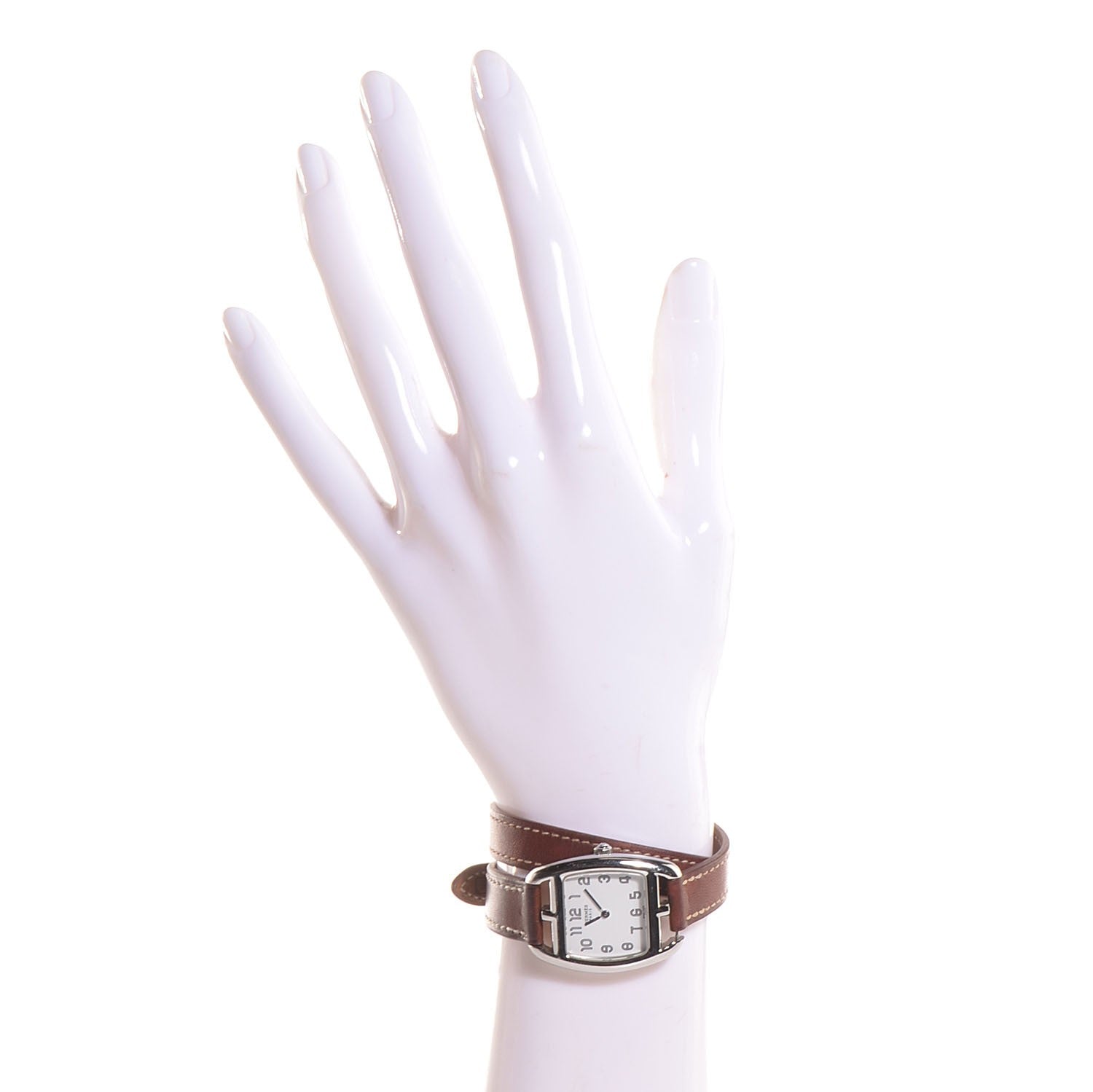 Hermes Stainless Steel Barenia 26mm Cape Cod Tonneau Double Tour Quartz Watch Fauve 2 of 9