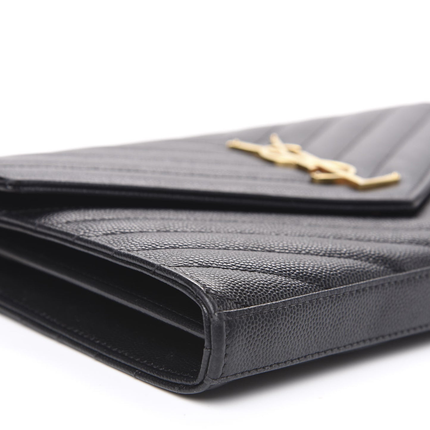 Grain De Poudre Matelasse Chevron Monogram Chain Wallet Black