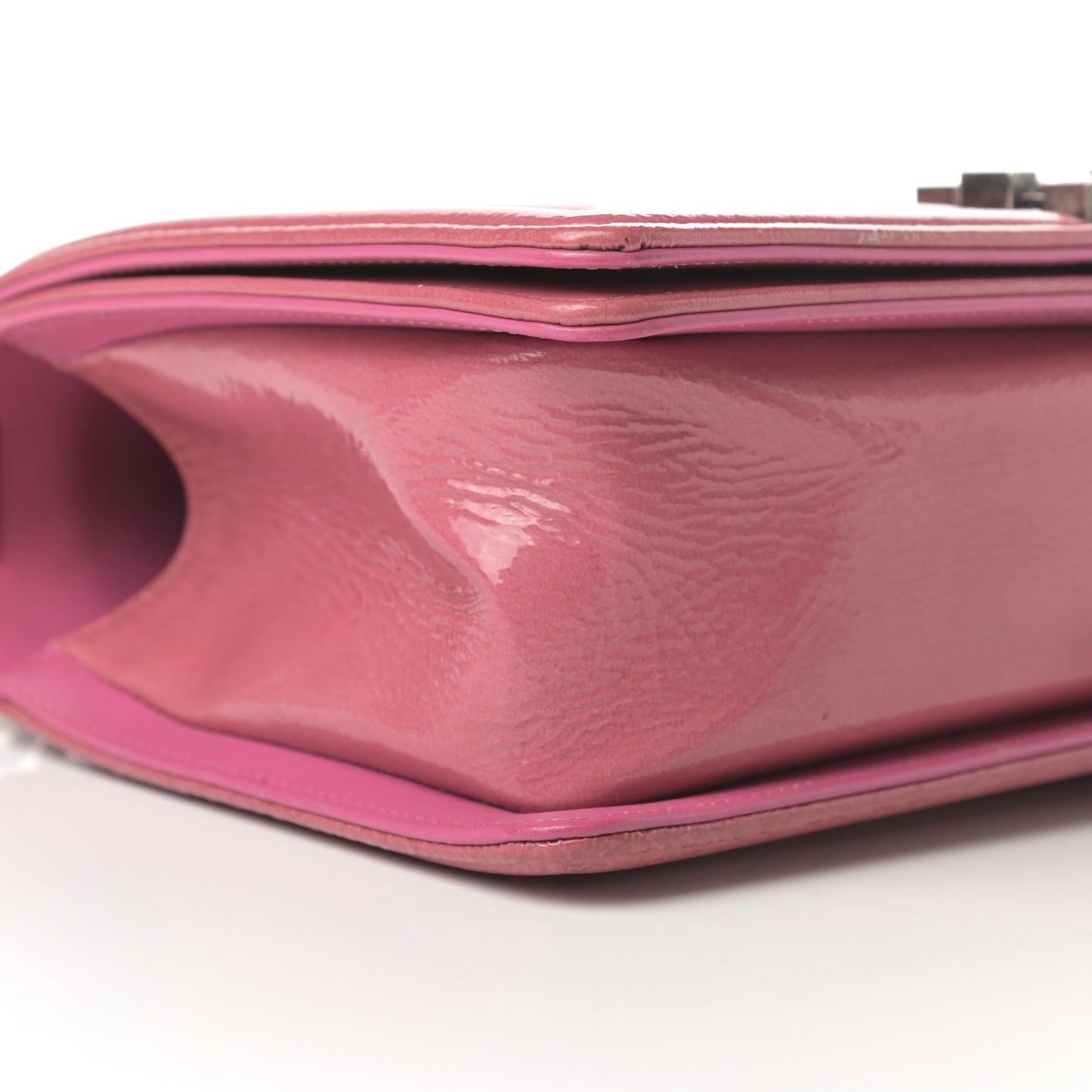 Patent Calfskin Quilted Medium Boy Flap Light Pink