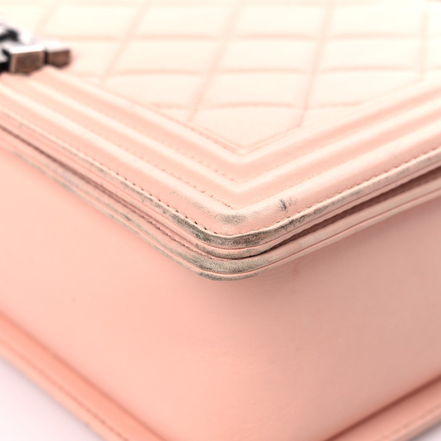 Calfskin Quilted New Medium Boy Flap Light Pink