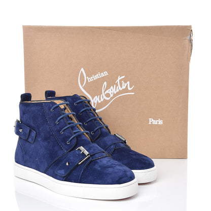 Christian Louboutin Veau Velours Mens Nono Strap Flat Sneakers 40 China Blue 9 of 9