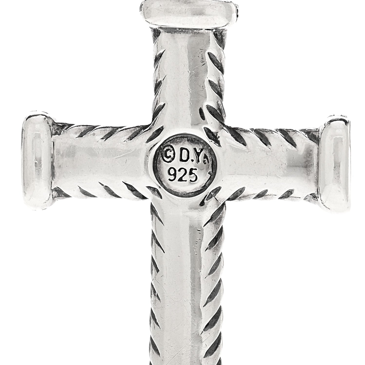 David Yurman Sterling Silver Black Diamond Mens Chevron Cross Pendant 3 of 3