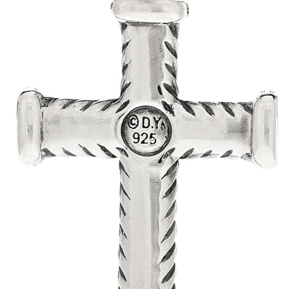 David Yurman Sterling Silver Black Diamond Mens Chevron Cross Pendant 3 of 3