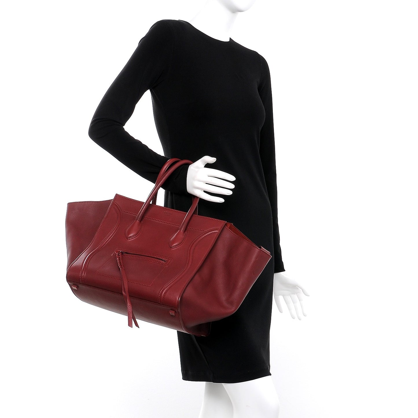 Supple Calfskin Medium Phantom Luggage Burgundy