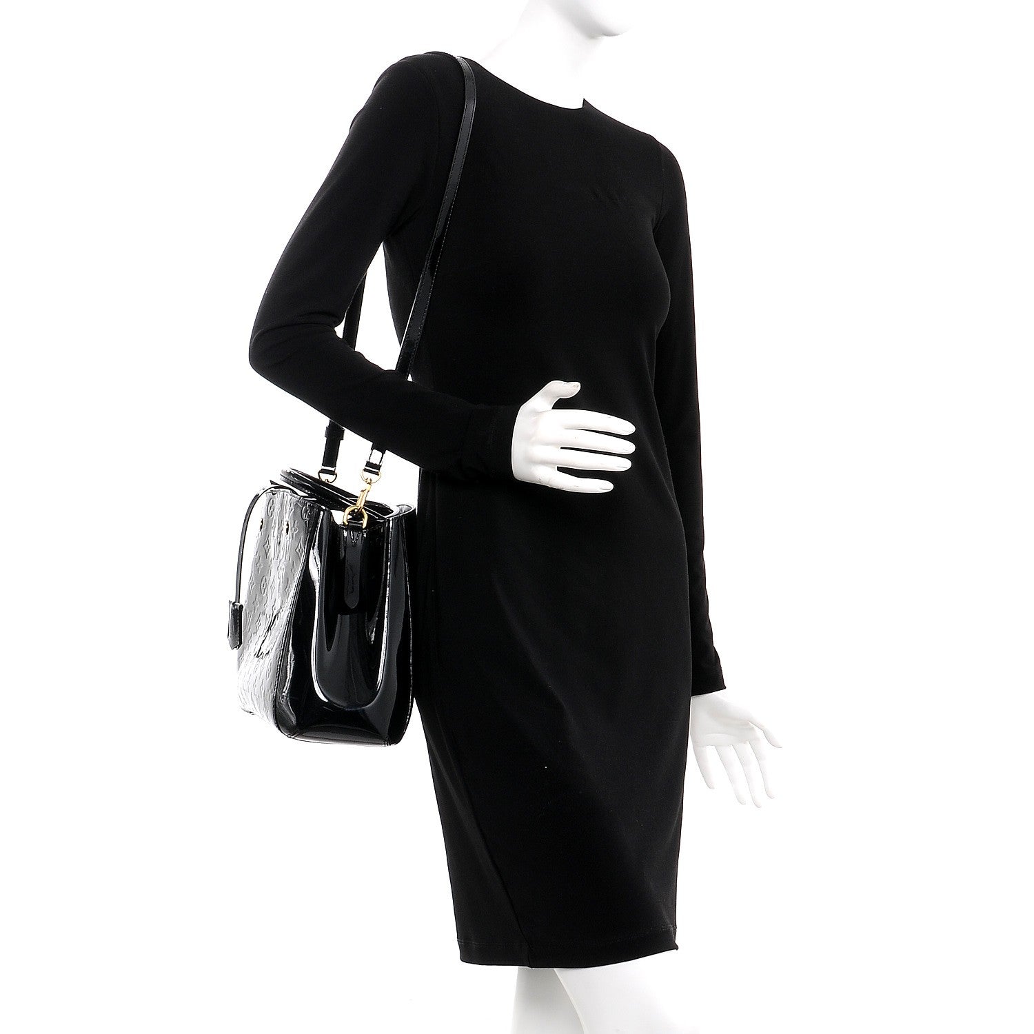 Louis Vuitton Vernis Montaigne MM Black 2 of 7