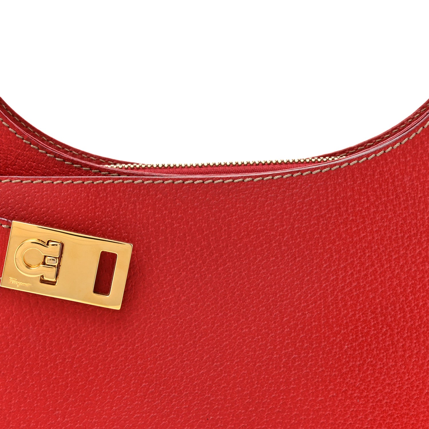Salvatore Ferragamo Pigskin Gancini Hobo Red 7 of 13