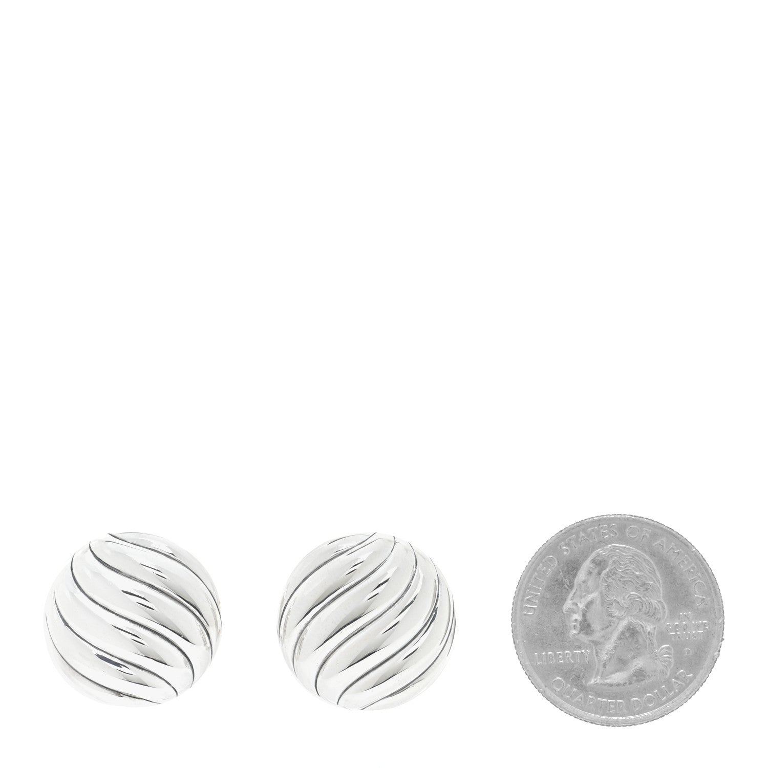 David Yurman Sterling Silver 20mm Sculpted Cable Stud Earrings 2 of 4