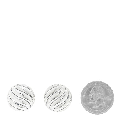 David Yurman Sterling Silver 20mm Sculpted Cable Stud Earrings 2 of 4