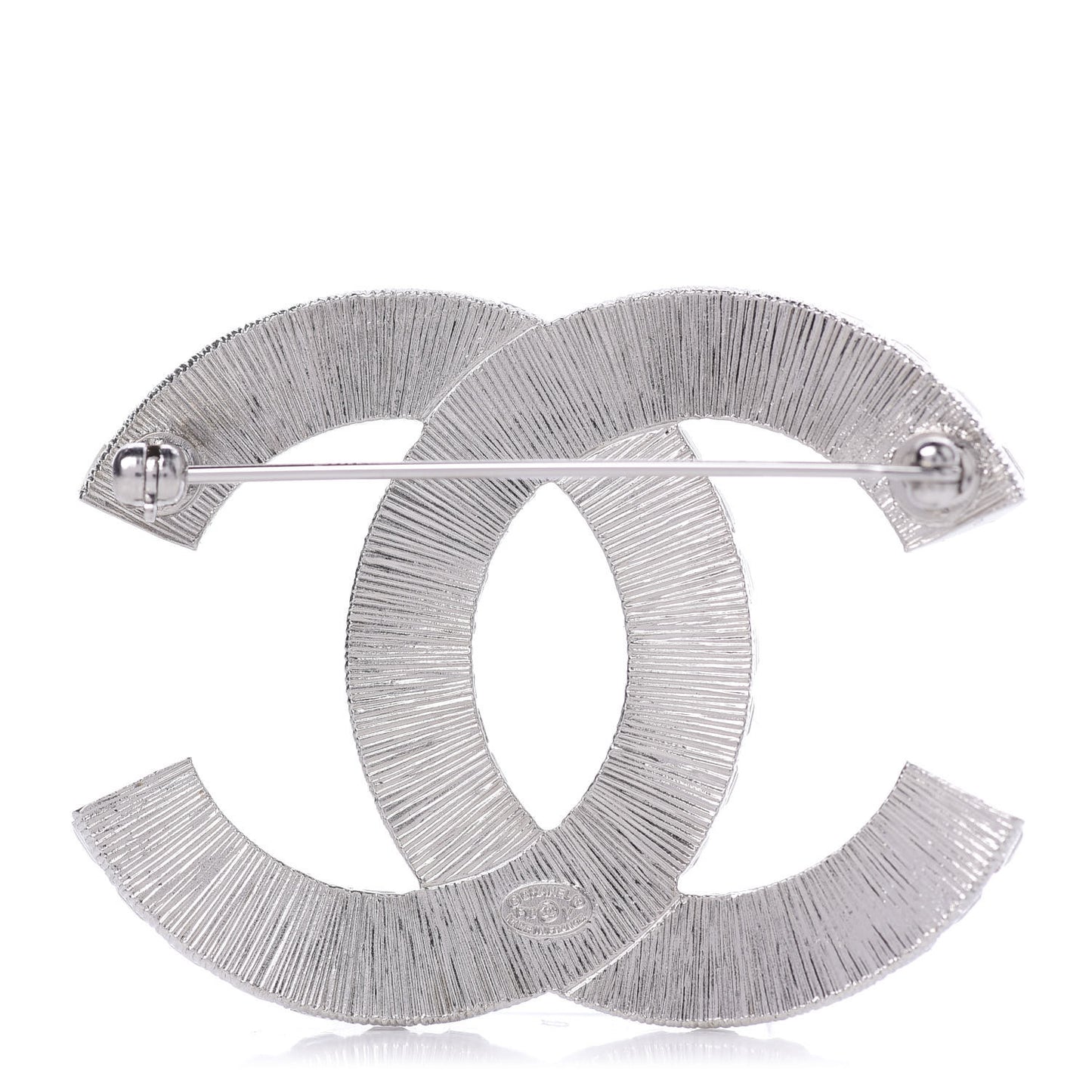 Baguette Crystal CC Brooch Silver